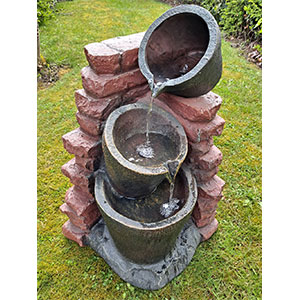Pondkraft Solar Rustic Brick Cascading Jugs Water Feature Pondkraft Solar Rustic Brick Cascading Jugs Water Feature